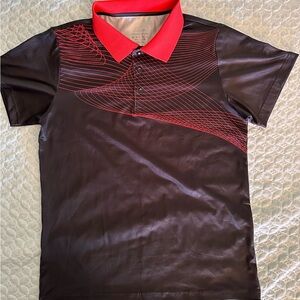 Black and Red Graphic Polo Shirt